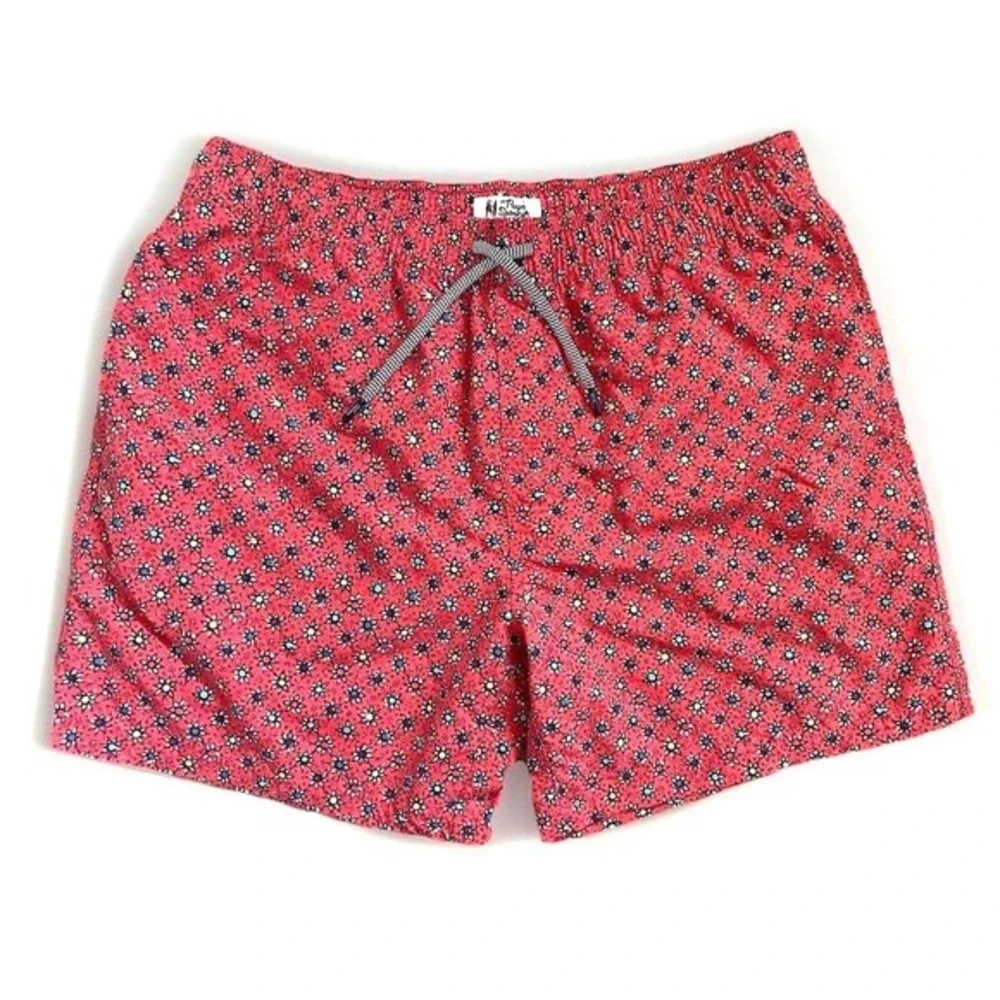 Reyn Spooner Retro Swim Trunks Men Large Red Floral Sun All Over Print Lined